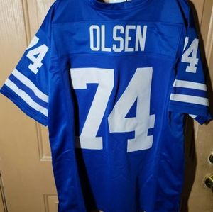 LOS ANGELES RAMS LEGEND #74 MERLIN OLSEN CUSTOM STITCHED JERSEY